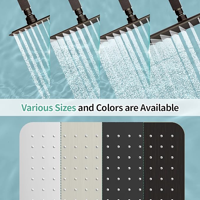 SR SUN RISE Luxury 16 Inch Extra Large Square Stainless Steel Shower Head High Pressure Rainfall Showerhead Ultra Thin Water Saving Oil Rubbed Bronze 2.5 Gpm