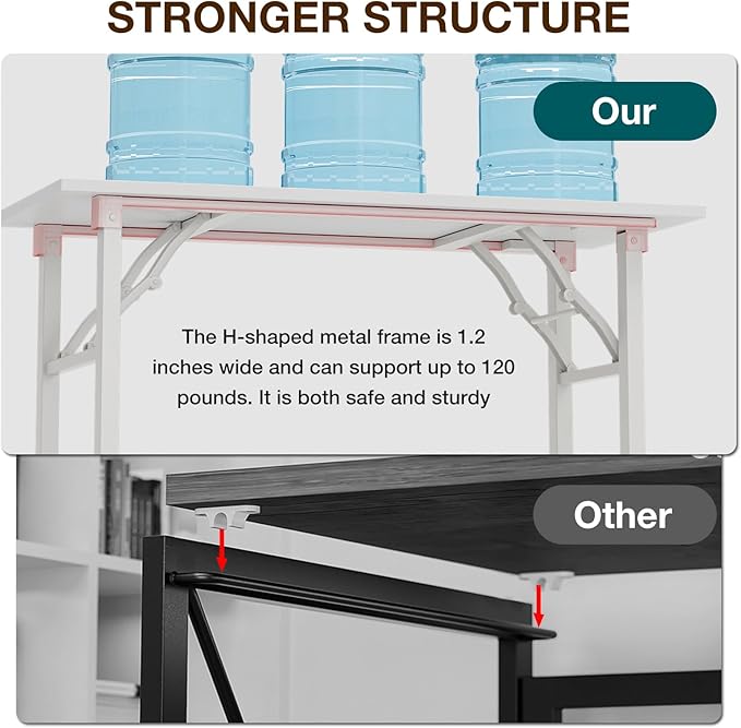 TEMI Small Computer Desk Folding Table - 43.3" Foldable Office Desk, No Assembly, Perfect for Small Spaces in Bedroom, Dorm, or Apartment, Portable Mini Desk or Study Table with Compact Design, White