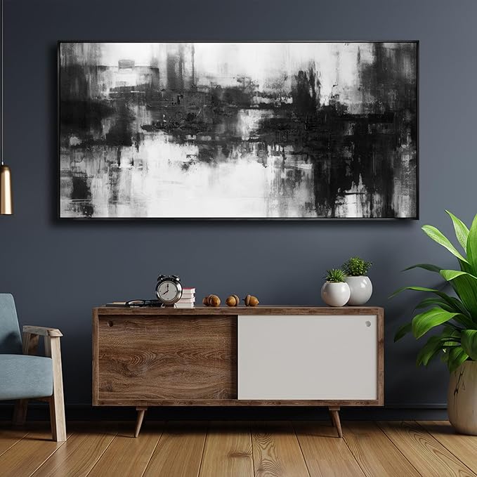 VHMING Abstract Wall Art Large Size Framed Modern Minimalist Canvas Painting Living Room Decor 30"x60"