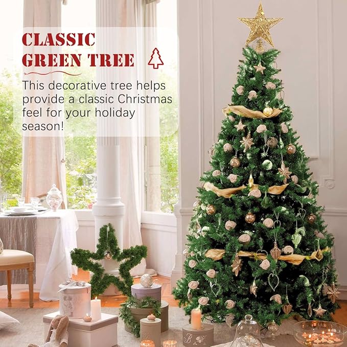 4FT Premium Christmas Tree, Small Spruce Artificial Holiday Xmas Tree with 450 PVC Branch Tips & Foldable Metal Stand for Home, Office, Party Decoration,Green