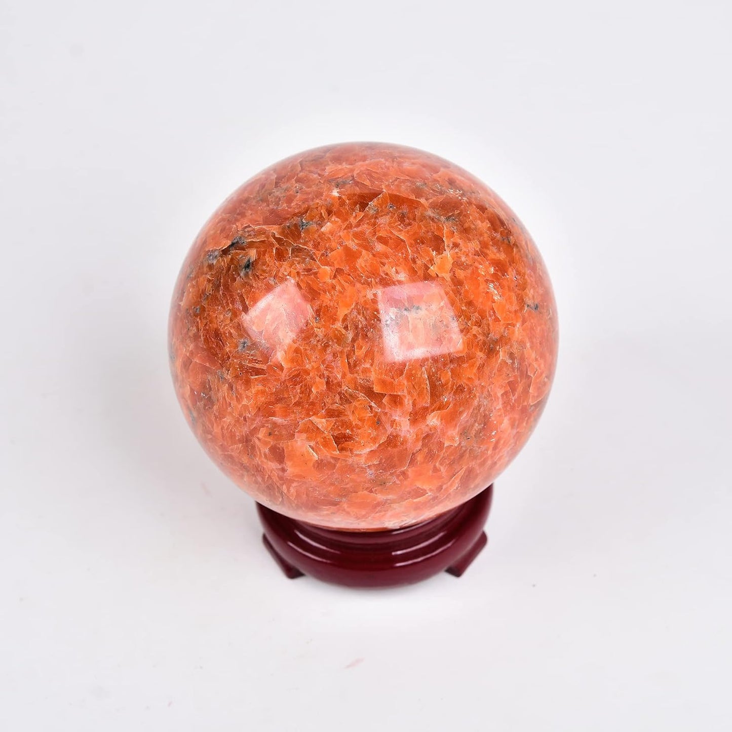 JIC Gem Natural Sunstone Healing Crystal Ball Divination Gemstone Sphere Feng Shui Reiki Aura Crystal Ball Home Desk Decor (60-70mm)