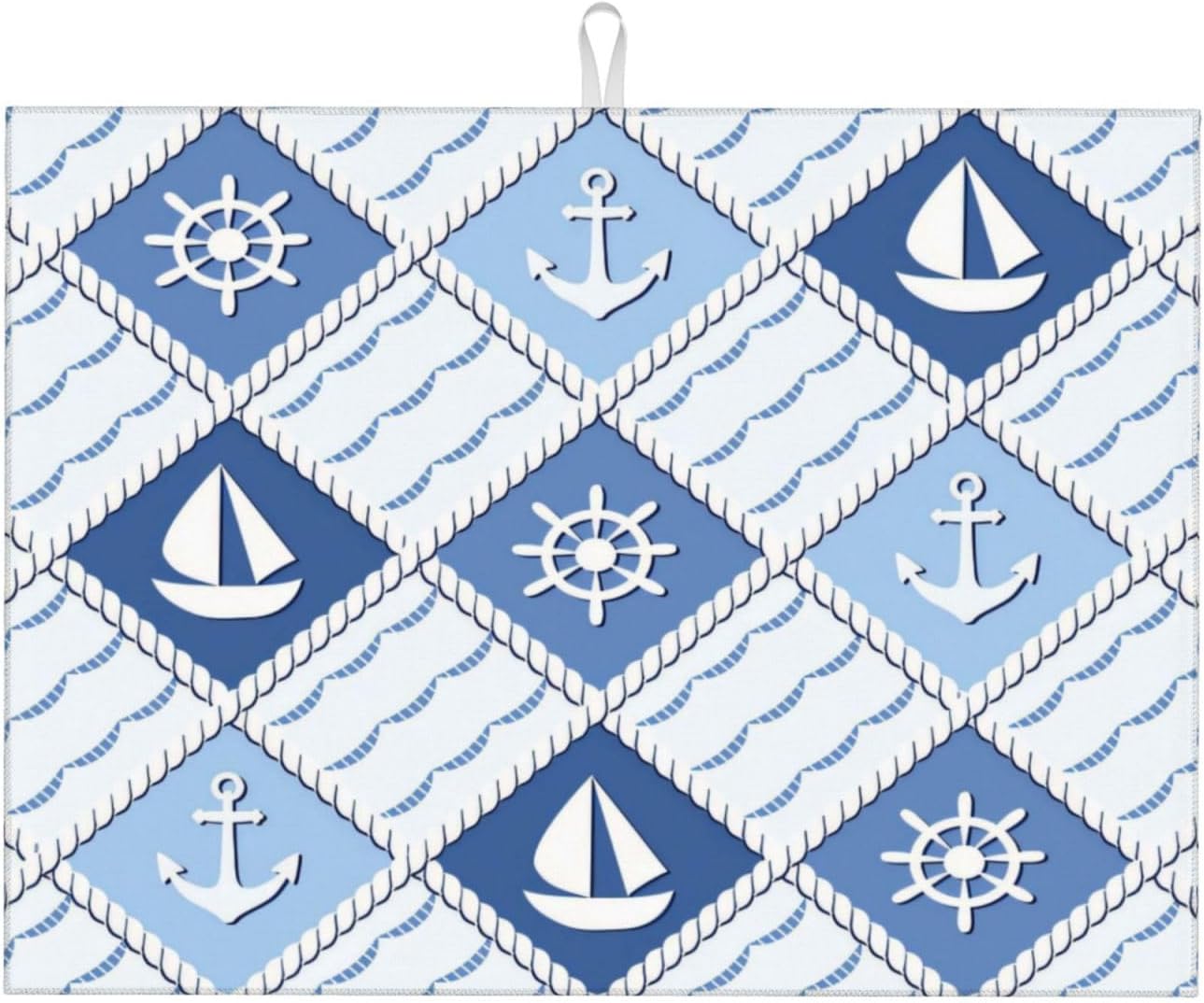 Vintage Nautical Sailboat Anchor Dish Drying Mat 18x24 For Kitchen Counter Absorbent Microfiber Dishes Pad Dish Drainer Rack Mats Fast Dry Kitchen Accessories