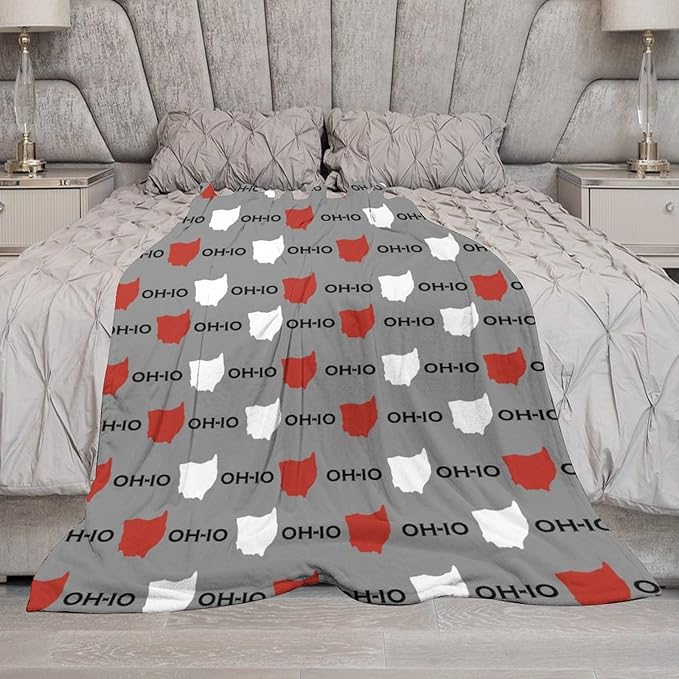 Throw Blanket for Teens Boys Girls and Adults Soft Warm Cozy Funny Midweight Food Flannel Blankets for Couch Sofa Bed Camping Travel Home Decor 50" X 60" (Oh-io State, 50x60 inch)