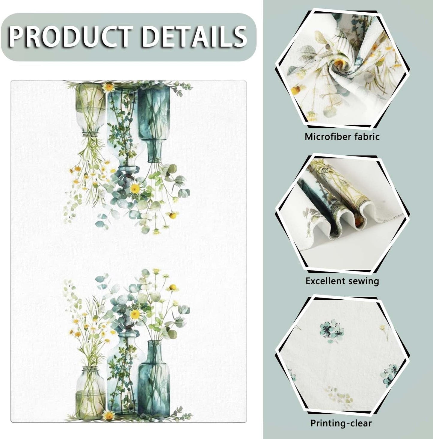 Kitchen Towels Seasonal Kitchen Towels Floral Dish Towels Kitchen Hand Towels Decorative Tea Towel Decorative Set 2 Pcs of 18×26 Inch