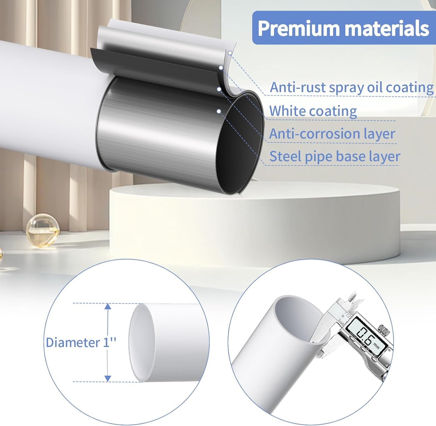 White Room Darkening Curtains, 48-90 Inch Wrap Around Rods, Heavy Duty Blackout, Modern Decorative Window Treatment