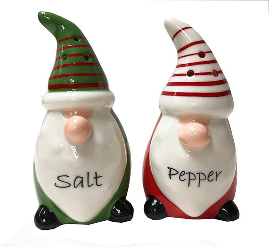 KARALIN Ceramic Salt & Pepper Shaker Sets Tabletop Accessories Cute Farmhouse Design Family Gifts with Gift Box Ready (Red & Green)