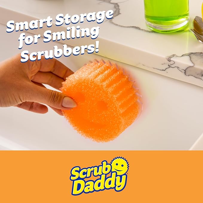 Scrub Daddy 6 Kitchen Sponges & 1 Daddy Caddy Dish Sponge Holder - BPA Free & Made with Polymer Foam - Stain & Odor Resistant, Scratch-Free Multipurpose Scrubbers