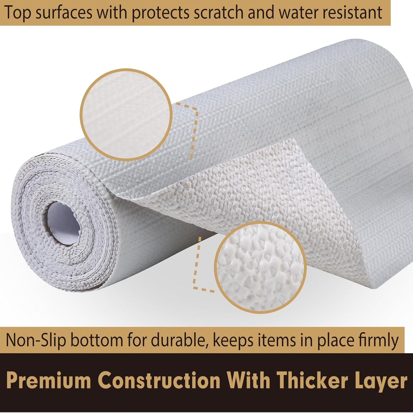 Drawer and Shelf Liner 12 in x 20 FT, Non Adhesive Water Resistant, Easy Clean and Trim, Smooth Surface Liners for Kitchen Cabinet, Shelves, Drawers, Pantry, Light Gray