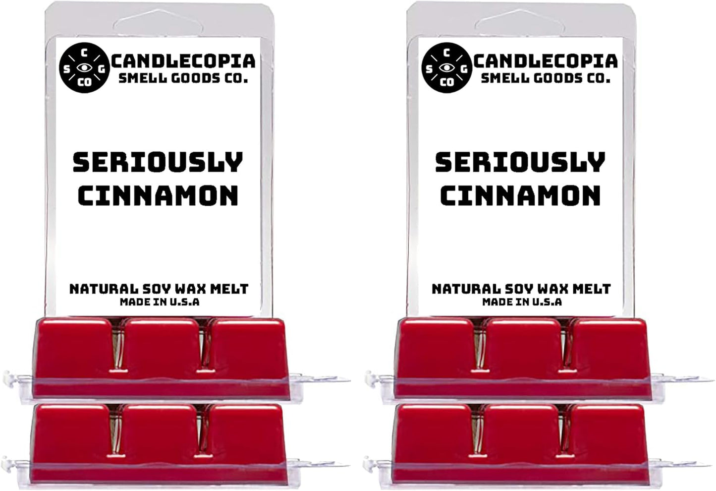 Seriously Cinnamon Strongly Scented Hand Poured Vegan Wax Melts, 36 Scented Wax Cubes, 19.2 Ounces in 6 x 6-Packs