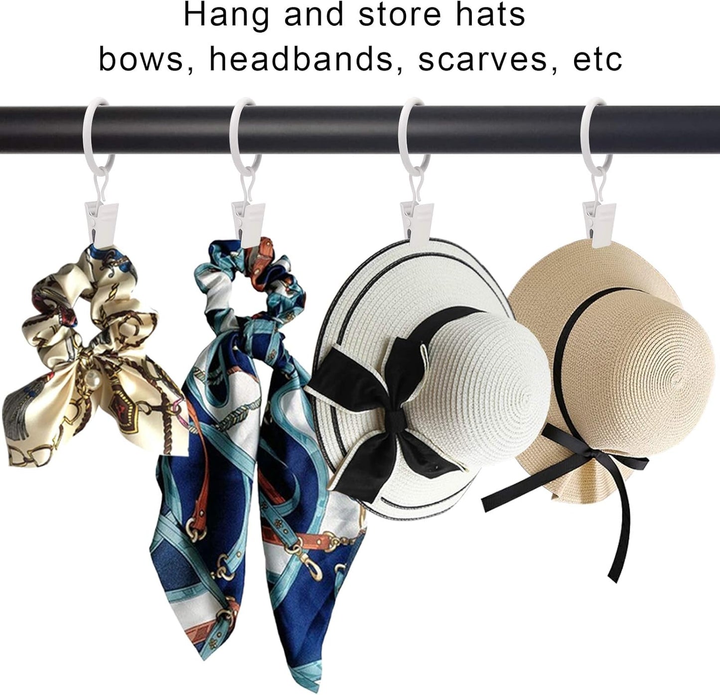 100 Pack Metal Curtain Rings with Clips, Drapery Clips with Rings, Drapes Rings 1 inch Inner Diameter, Fits Diameter 5/8 inch Curtain Rods, White