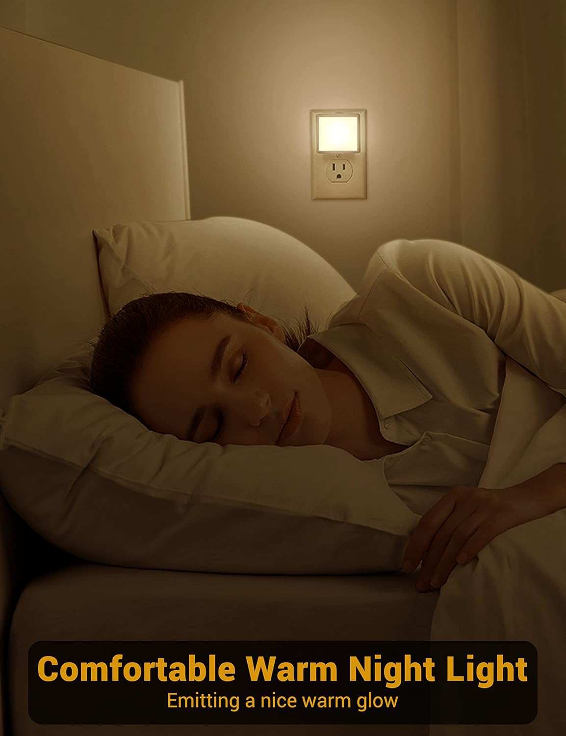 JandCase Night Light, 4 Pack Night Lights Plug into Wall with Auto Light Sensor, 3000K Warm White Nightlight Plug in, LED Night Lights for Kids Adults Bathroom Hallway Kitchen