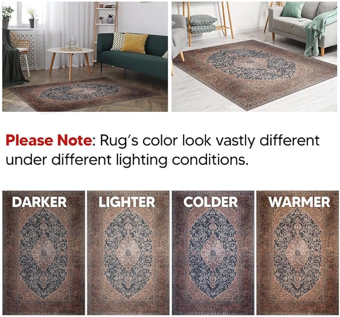 Keen Home Design 3x5 Rug - Machine Washable Entry Rug with Non-Slip Backing, Ideal for Enteryway, Kitchen, Bathroom, Laundry Room - Vintage, Easy Clean, Durable, Low Pile Rug - (3' x 5')