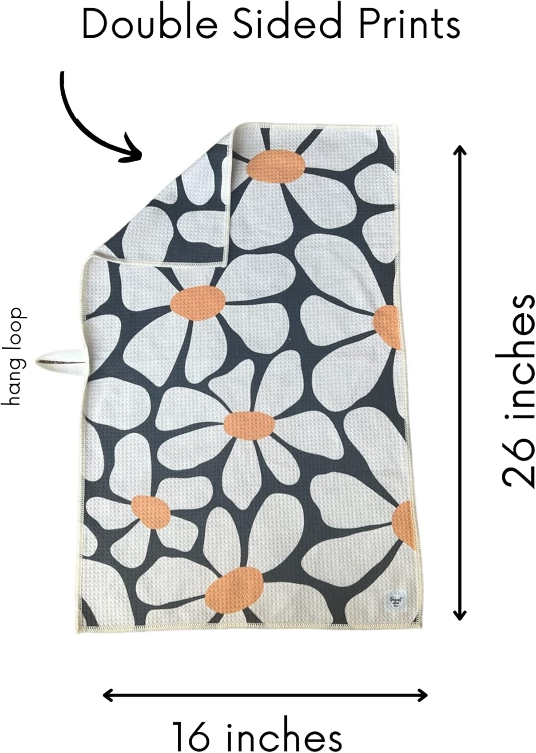 2 Pack Double Sided Kitchen Towels || Dish Towels ||Quick Dry || Designer Prints || Highly Absorbent || Hanging Hook (Gray)