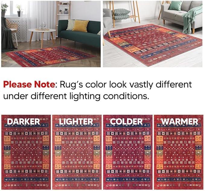 Keen Home Design 3x5 Rug - Machine Washable Entry Rug with Non-Slip Backing, Ideal for Enteryway, Kitchen, Bathroom, Laundry Room - Vintage, Easy Clean, Durable, Low Pile Rug - (3' x 5')