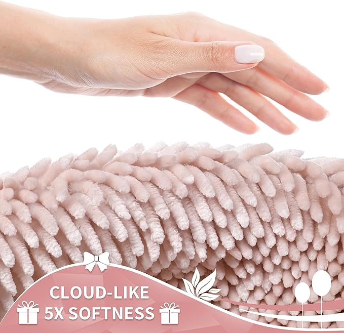 Yimobra Long Bathroom Rug Non Slip 44x24 Inch, Extra Thick Soft Absorbent Chenille Bath Mat, Machine Washable Quick Dry Bath Rugs for Bathroom Floor, Tub and Shower, Home Decor Accessories, Pink