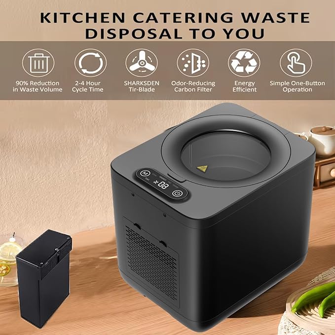CREATIVECHEF Composter | 3.8L Electric Compost Bin for Kitchen | Upgraded New Generation Blades Auto Food Cycle Compost Machine | Turn Food Waste and Scraps into Dry Compost Fertilizer for Plants