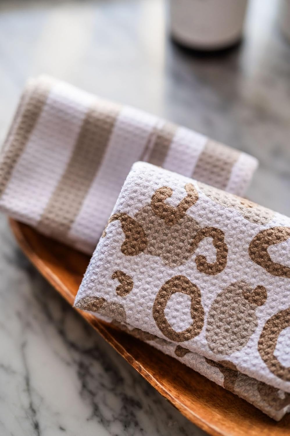 || 2 Pack Double Sided || Waffle Weave Microfiber || Tea Towels || Highly Absorbent || Hanging Loop || Dish Cloths || Modern || Designer Prints || Double Sided || Cheetah & Stripes