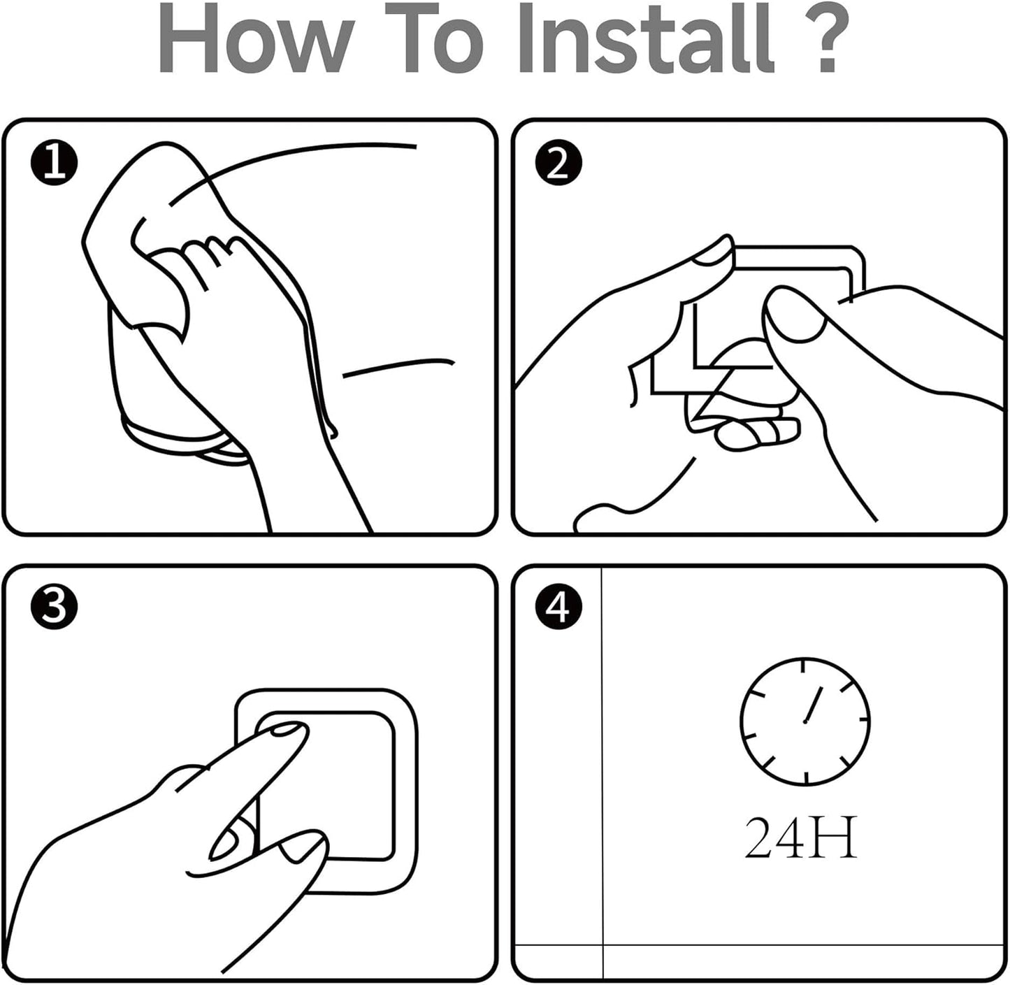 DELITON 4 Pack Adhesive Hooks - Towel Hook for Hanging Towels, Clothes and Bags, Matte Black Stainless Steel, Stick on Wall for Bathroom and Kitchen