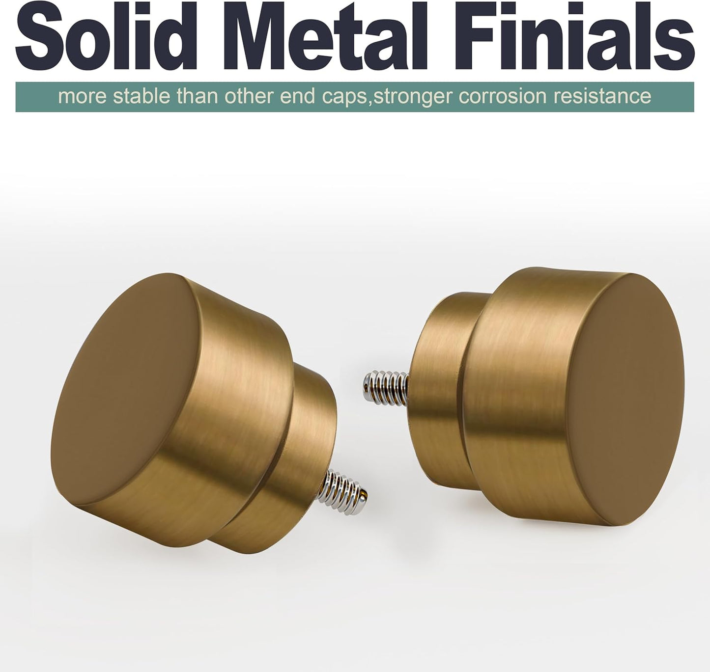 Warm Gold Curtain Rods for Windows 48 to 84 Inches Adjustable Length Heavy Duty 1" Diameter Brass Window Curtain Rod with Solid Metal Finials for Outdoor Farmhouse Bedroom Kitchen Living Room