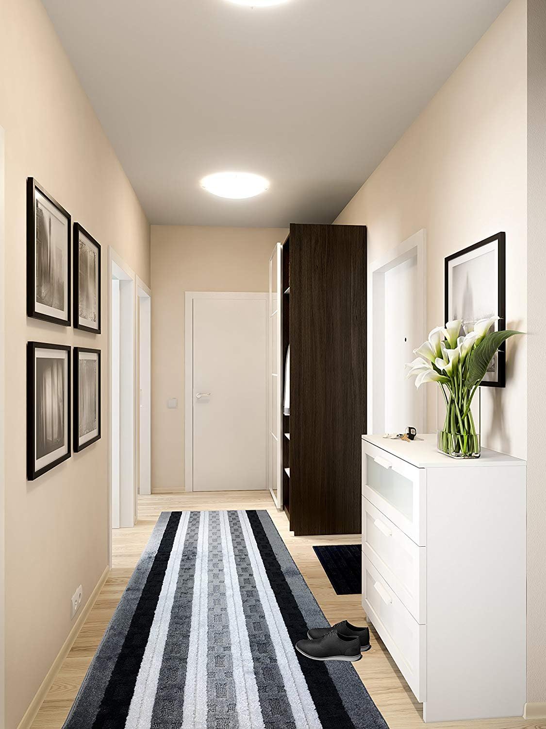 Custom Length Hallway Runner Rug,Slip Resistant,Chain Anthracite, 26 Inch X 30 feet, Sold and Priced Per Foot