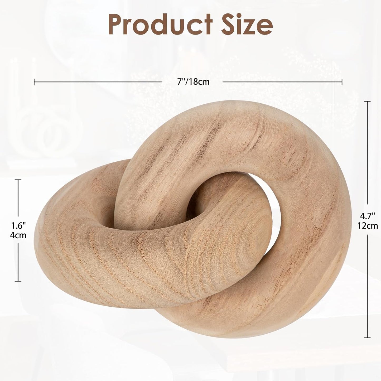 Table Decor Handcrafted Wooden Knot Sculpture Decor – Modern Nordic Style Decorative Accent for Home, Office, Shelf, and Console Table – Natural Oak Finish, 7"x4.7"