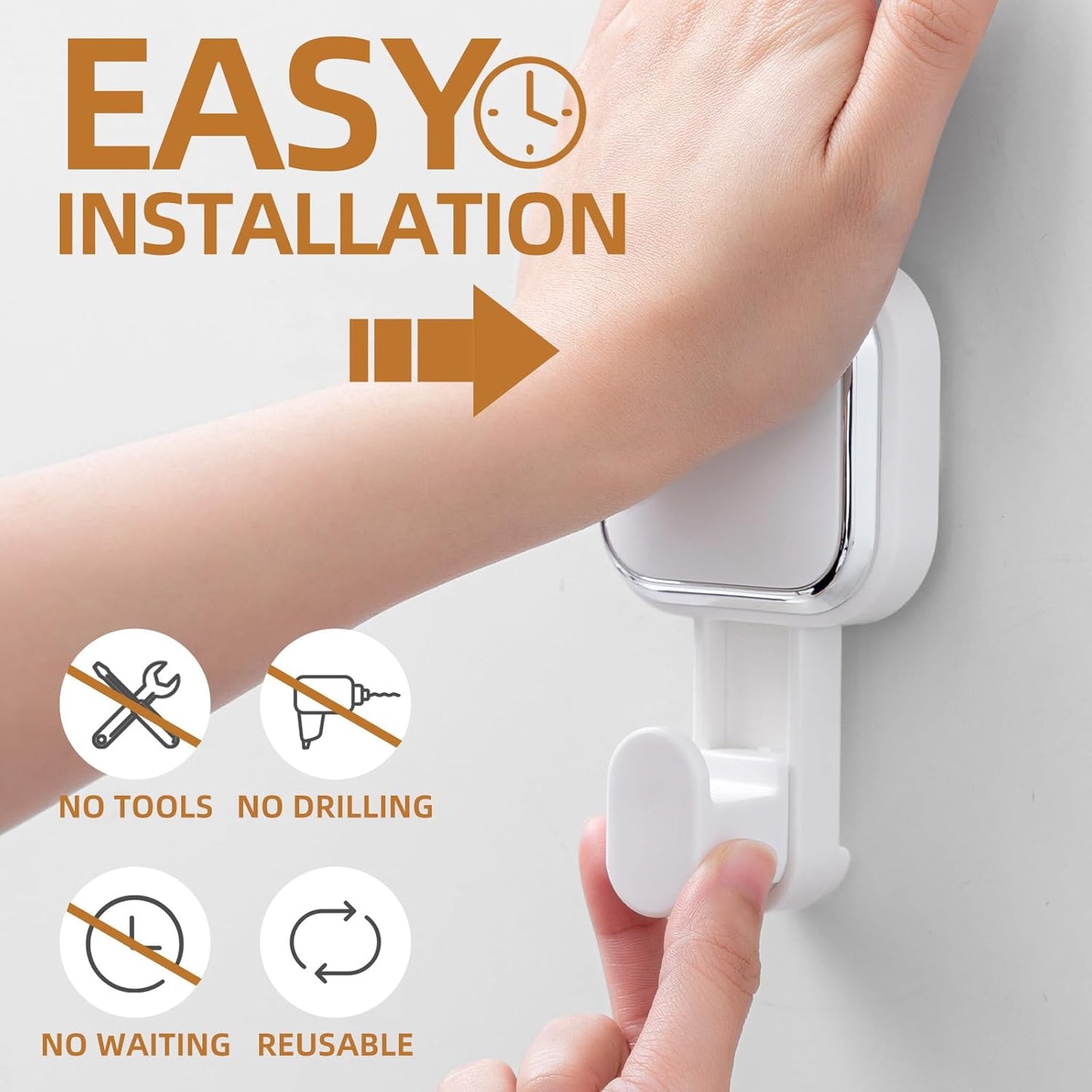 LEVERLOC Suction Cup Hooks for Inside Shower 4 Pack, Versatile Powerful Vacuum Suction Shower Holders for Towel, Loofah, Clothes, Damage Free Wall Hanging Bathroom Hooks, Easy to Install, White