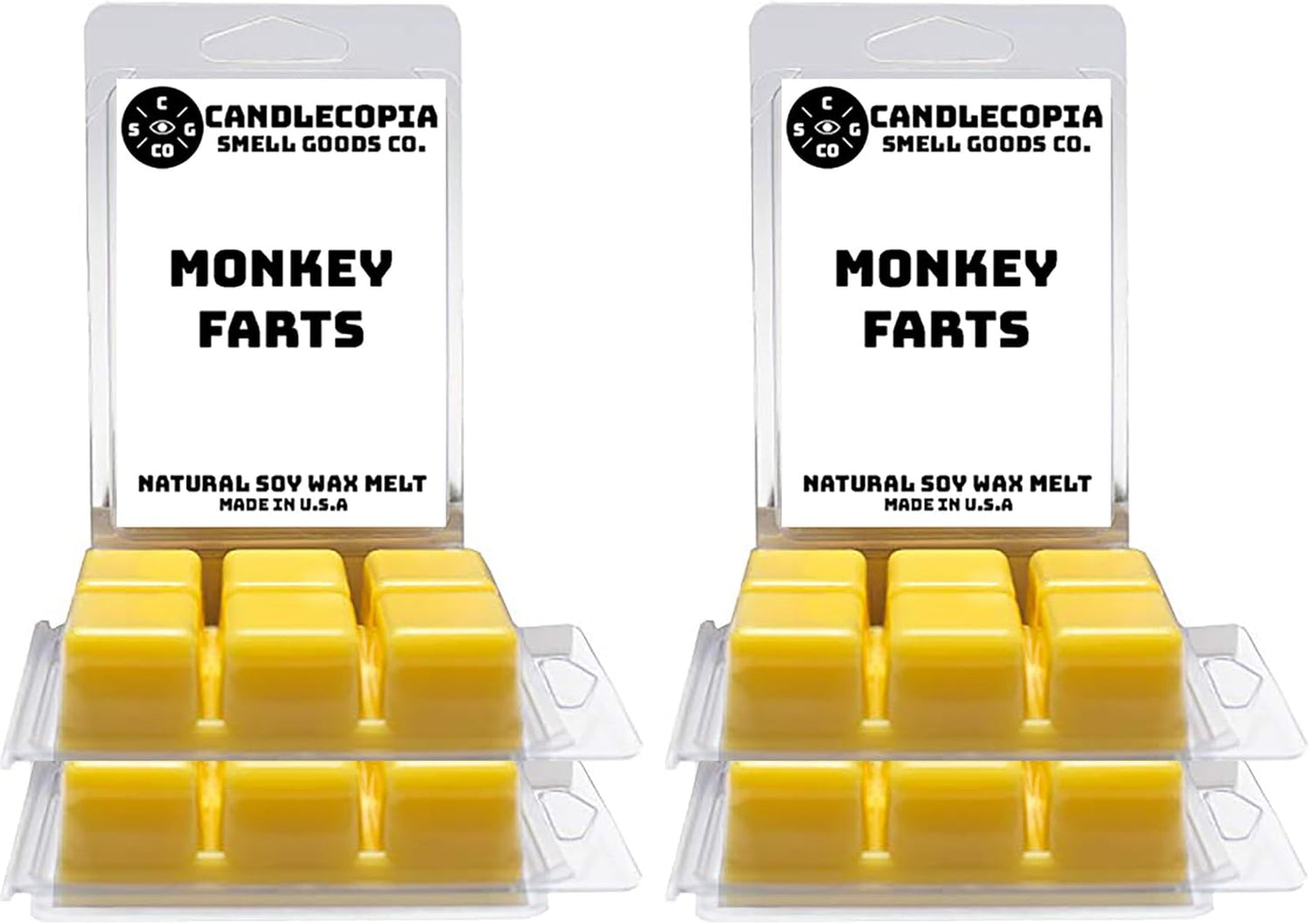 Monkey Farts Strongly Scented Hand Poured Vegan Wax Melts, 36 Scented Wax Cubes, 19.2 Ounces in 6 x 6-Packs
