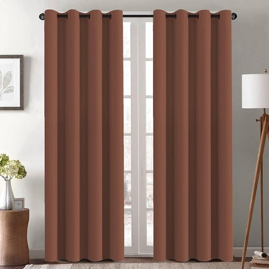 H.VERSAILTEX Blackout Curtain for Living Room Thermal Insulated Window Treatment Curtain Extra Long 84 inch Length Energy Saving Solid Grommet Top Blackout Drape, One Panel, Washed Spice, 52"W x 84"L