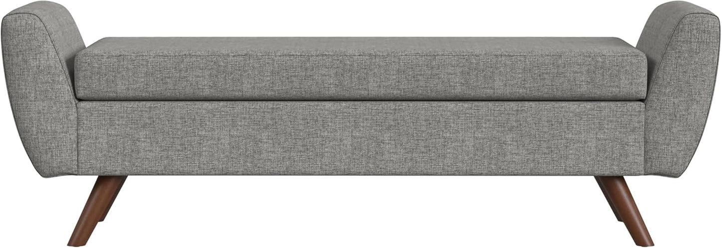 HomePop Modern Storage Bench with Wood Legs Home Décor|Bench with Storage for Living Room & Bedroom - Gray Woven