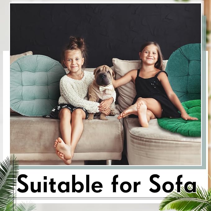 Jerify 4 Pcs Floor Pillow Cushions 22 x 22 Inch Round Square Large Meditation Floor Pillow for Classroom Adult Meditation Picnic Party Cushion for Seating Gift Christmas(Gradual Green,Round)