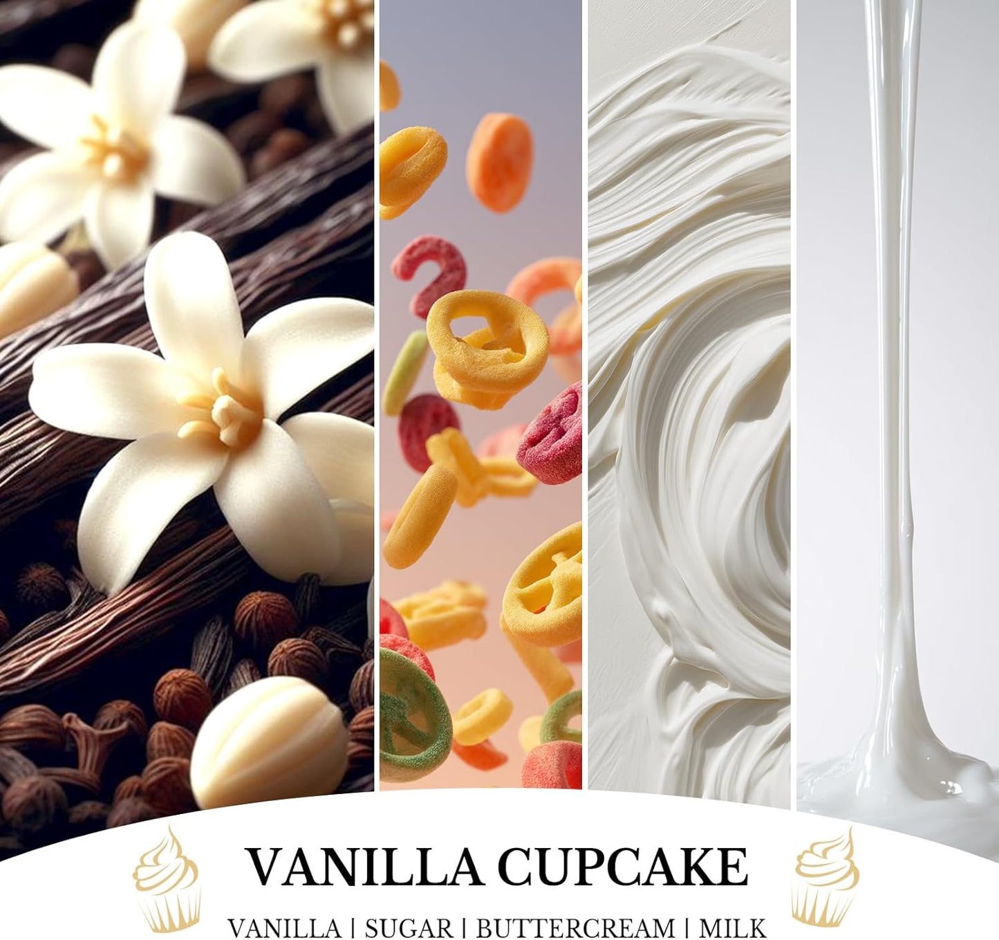 Vanilla Cupcake Candles, Vanilla Cupcake Scented Candle, Mother's Day Candle Gifts for Women, Soy Candles for Home Scented, 7oz 50 Hours Burn, Home Décor