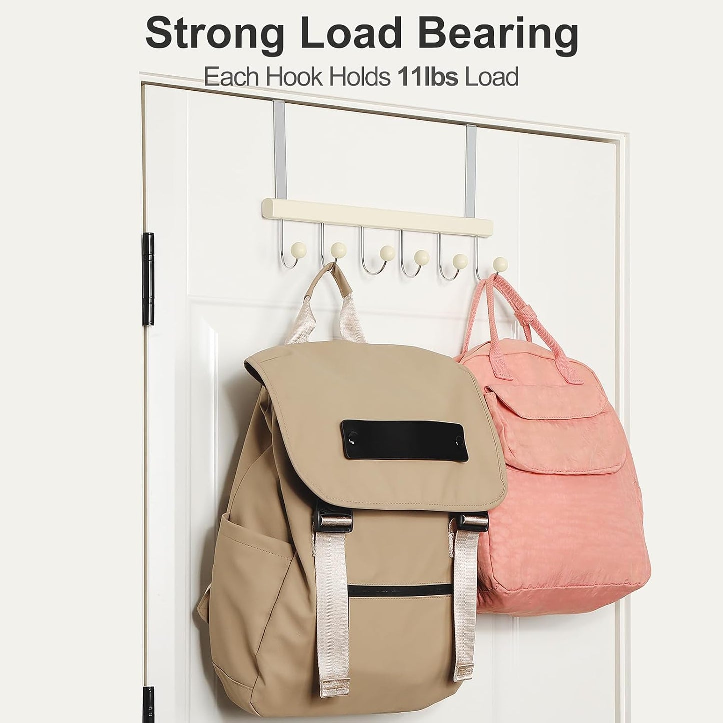 TOPIA HANGER Over The Door Hooks for Hanging, Towel Hooks Towel Racks for Bathroom, Coat Hooks Coat Rack Over The Door Organizer Hanging, Wooden Door Hangers for Coat Towel Hat Purse CT71W