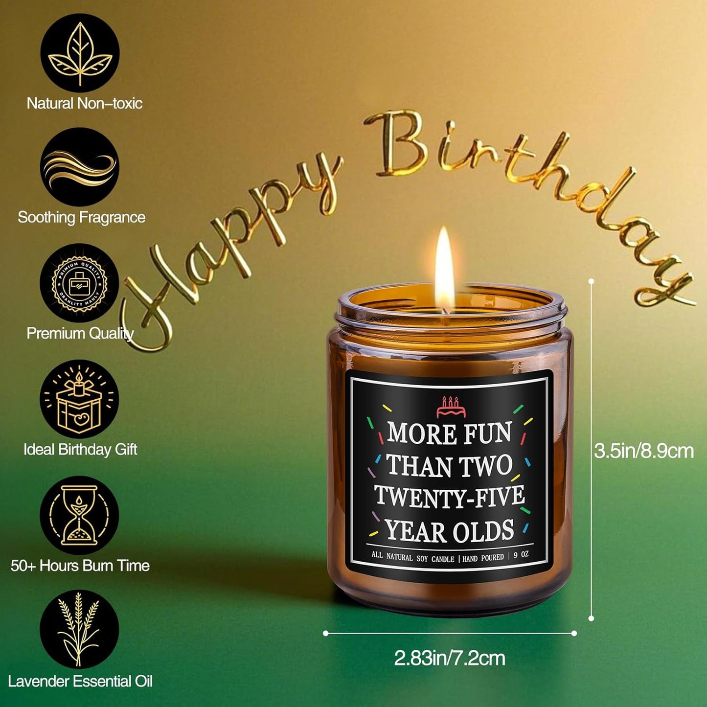 Homsolver 50th Birthday Gifts for Him Her, 9OZ Lavender Scent 1975 50th Birthday Candles for Women Men, Mom, Dad, Friend, Happy Birthday Decorations Candle with More 50 Hours Burn Time, Handmade
