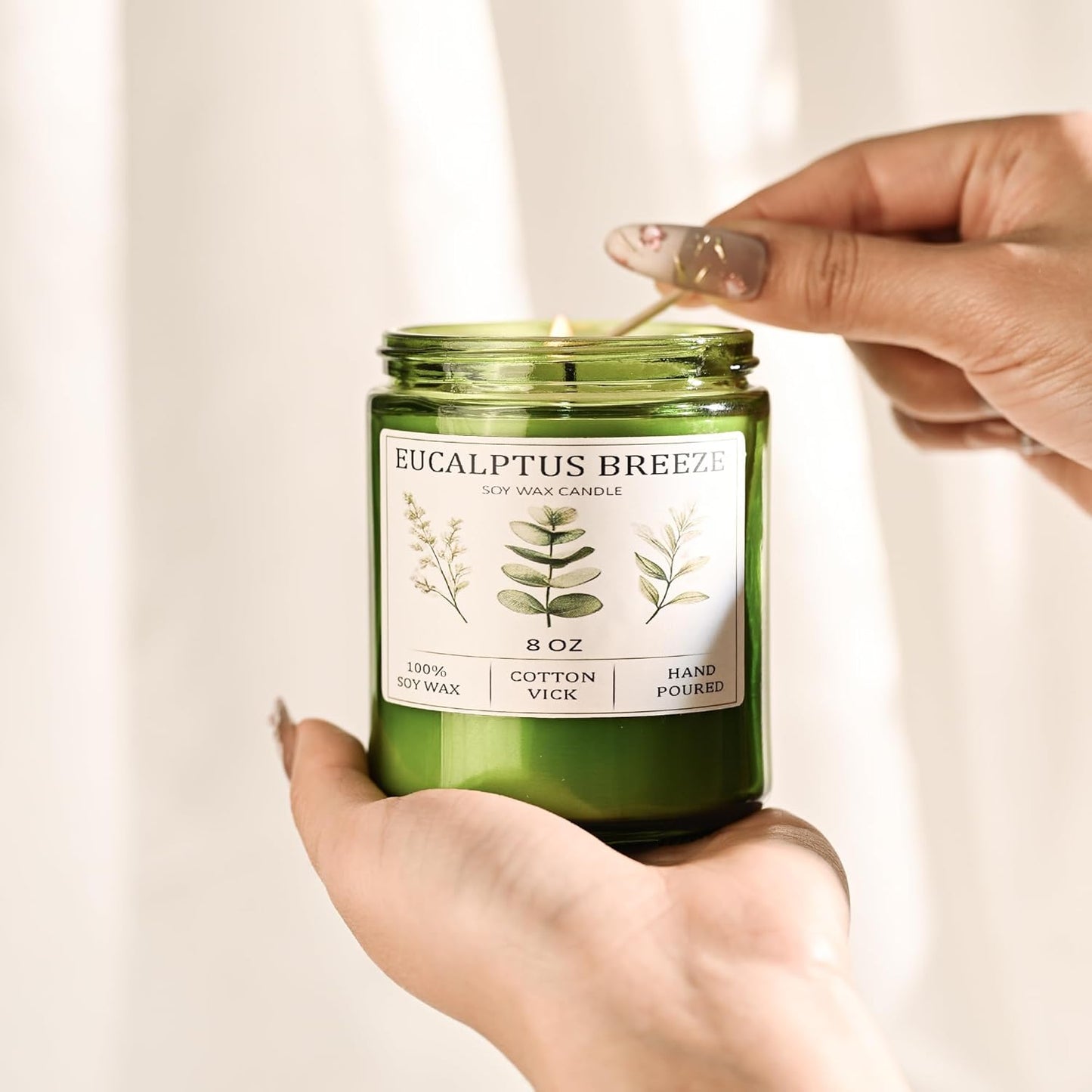 Eucalyptus & Mint Candles for Home Scented, 40 Hours Burn Soy Candle Gift for Women Stress Relief, Meditation, Yoga, Relaxing, Natural Soy Wax for Men and Women, 8oz