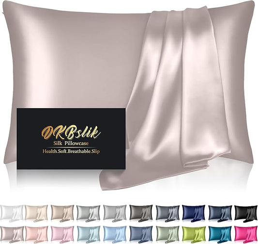 Mulberry Silk Pillow Cases Queen Size, Silk Pillowcase for Hair and Skin, Both Sides Natural Silk Satin Pillowcase for Sleeping Women with Zipper, Gifts for Women Men, Taupe