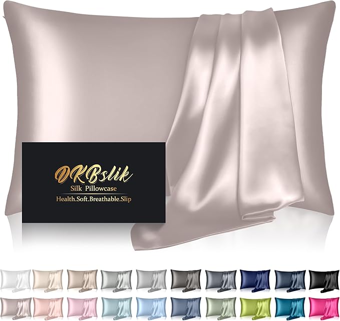 Mulberry Silk Pillow Cases King Size, Silk Pillowcase for Hair and Skin, Both Sides Natural Silk Satin Pillowcase for Sleeping Women with Zipper, Gifts for Women Men, Taupe