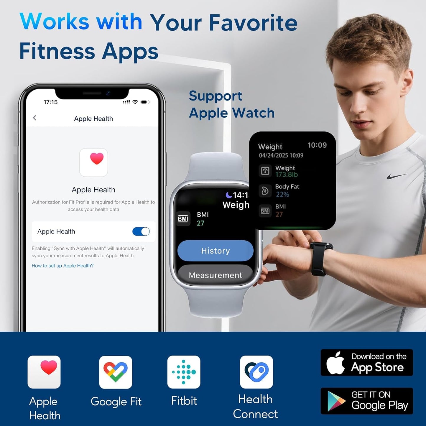 GE Scale with BMI Body Fat: Muscle Mass, Digital Bathroom Weight Scales with Trend, Smart Body Composition Analysis, Bluetooth Eletronic Weighing Machine for People, Accurate 500lb Capacity
