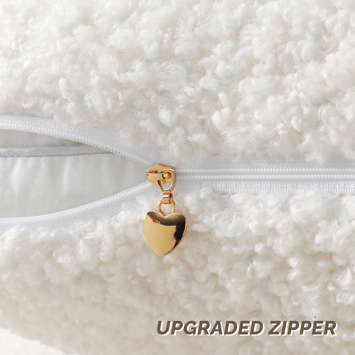 FUTEI Cream White Throw Pillow Covers 16x16 Inch Set of 2,Furry Faux Fur Teddy Boucle Textured Cushion Covers,Soft Fluffy Decorative Pillow Case,Home Decor for Couch Bed Living Room Office Car