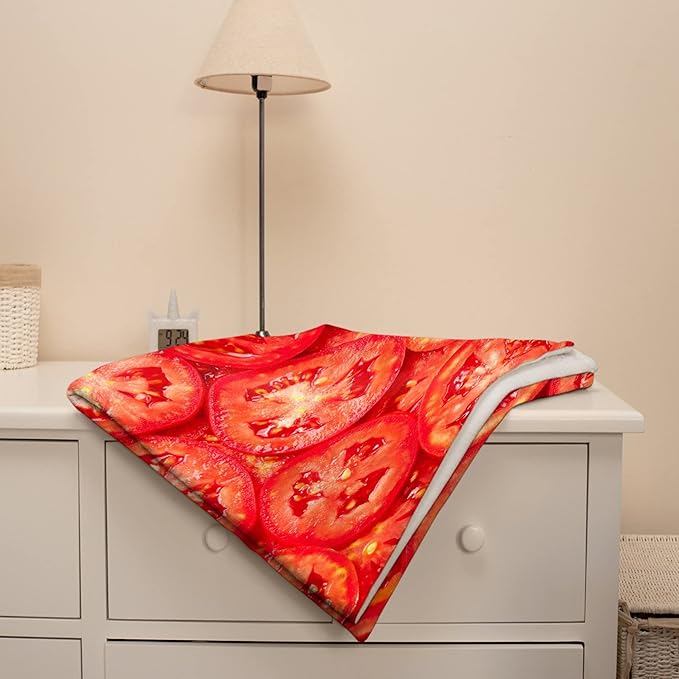Tomatoes Blanket Food Fleece Lightweight Throws Gift for Birthday Christmas Soft Flannel Blankets for All Season Bed Sofa Kid Size-40"x50"