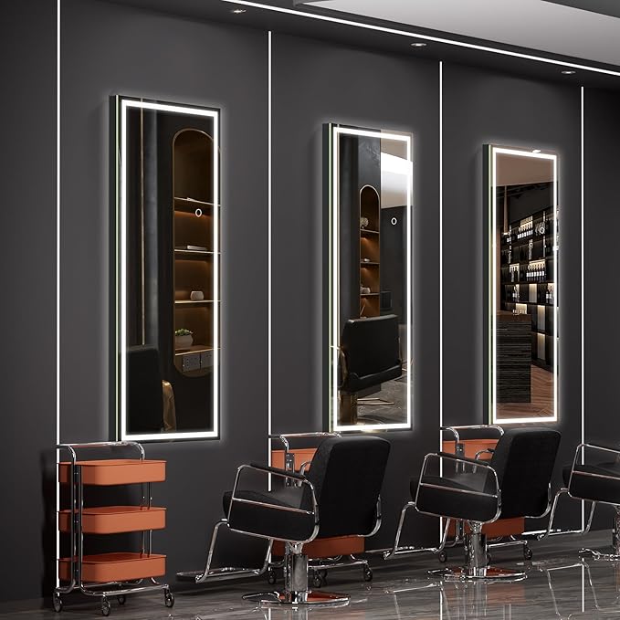 Hasipu LED Over The Door Hanging Mirror - 44" x 15.8", Full Length Body Mirror - Black