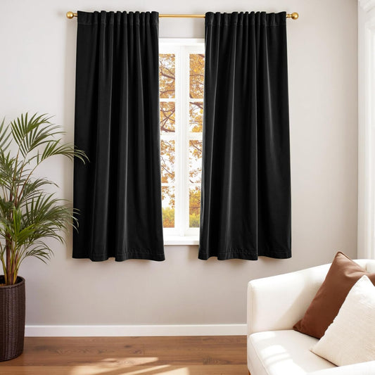 Lazzzy Velvet Curtains Black Halloween Home Decor Thermal Insulated Drapes for Bedroom Living Room Blackout Window Treatments Luxury Rod Pocket 63 Inches Long 2 Panels