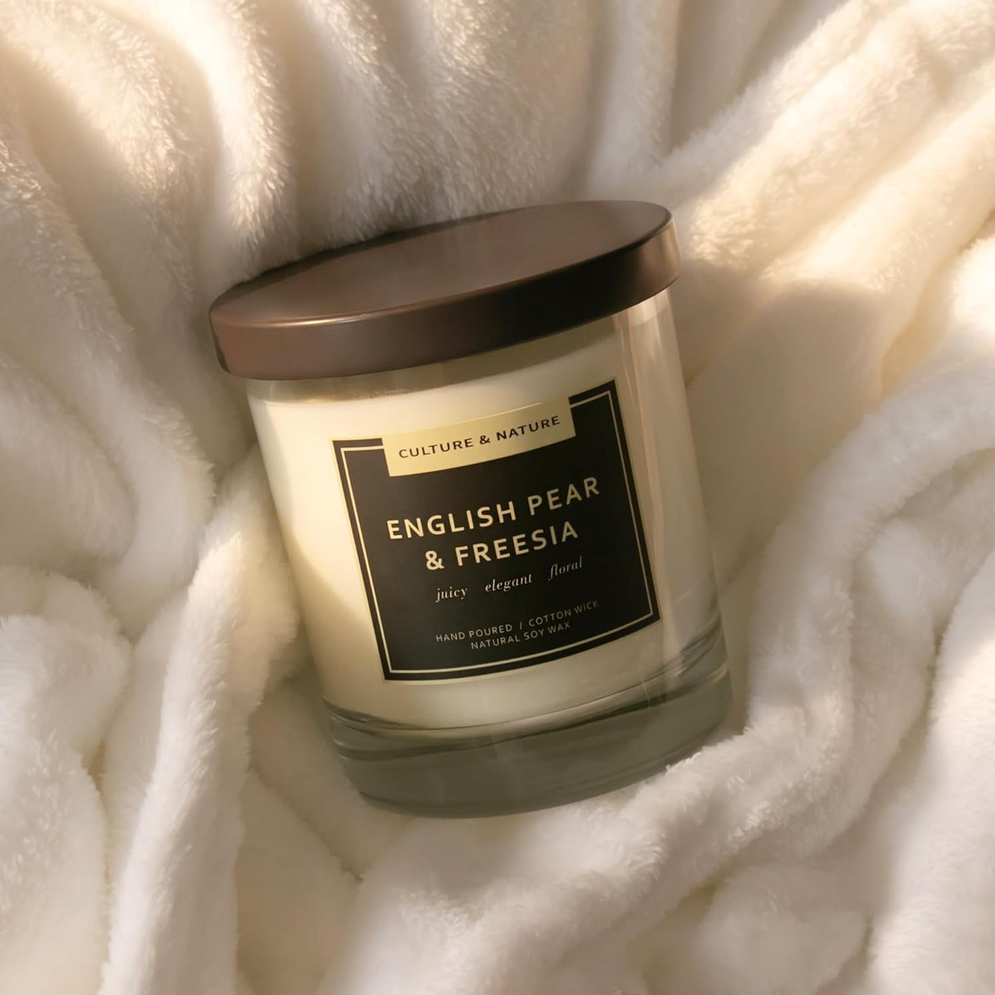CULTURE & NATURE Natural Soy Wax Candle 7oz (English Pear & Freesia)