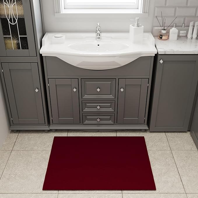 Ottomanson Rugs for Entryway 2'3" x 3' Non Slip Solid Small Area Rugs Durable Front Door Mat Rug Stain Resistant Entrance Rugs for Bathroom Kitchen Bedroom & Living Room, Red