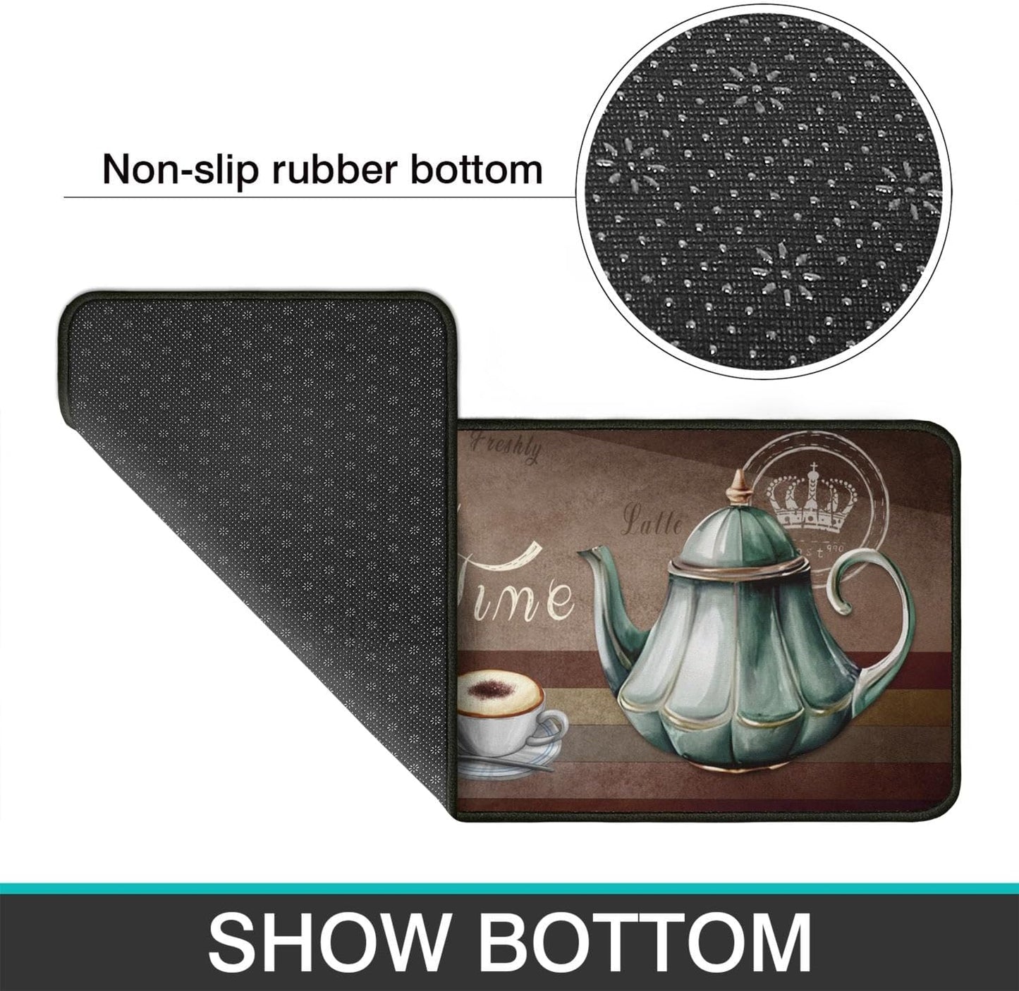 2 Piece Coffee Kitchen Decor Rugs Set, Farmhouse Country Kitchen Rugs and Mats Non Skid Washable Absorbent Microfiber Kitchen Accessories Decoration Floor Mats 17"x47"+17"x30"