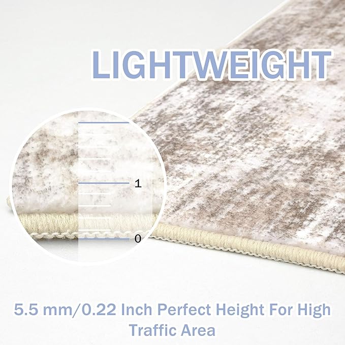 IOHOUZE Abstract Runner Rug 3x14 Ft Washable Runners for Hallways, Non Slip Kitchen Runner Printed Faux Wool Entryway Runner Indoor, Modern Abstract Floor Carpet for Hall Stair, Beige Brown