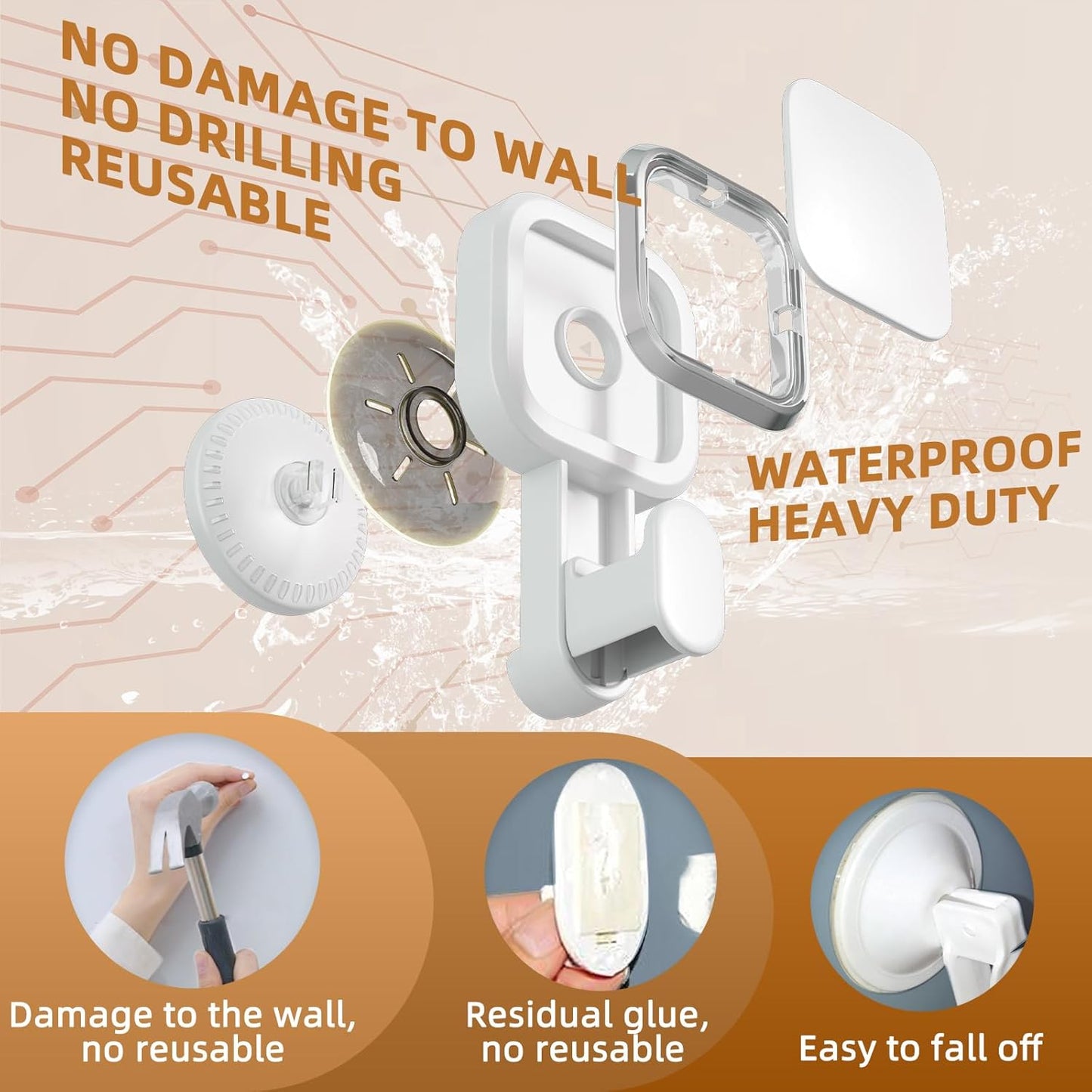 LEVERLOC Suction Cup Hooks for Inside Shower 4 Pack, Versatile Powerful Vacuum Suction Shower Holders for Towel, Loofah, Clothes, Damage Free Wall Hanging Bathroom Hooks, Easy to Install, White