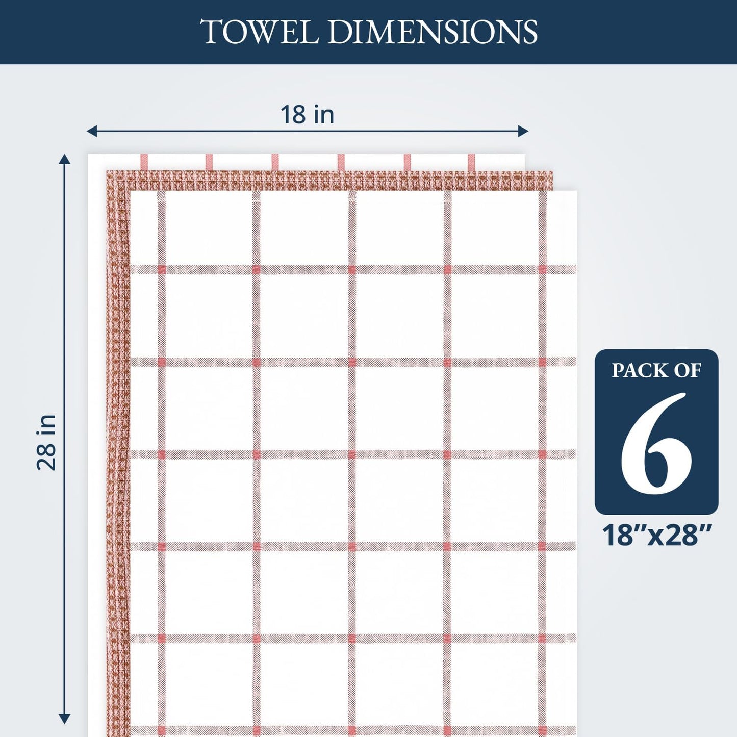 LANE LINEN 100% Cotton Kitchen Towels Set, 6-Pack – Premium, Absorbent, Quick-Drying Dish Towels, Tea Towels, 18" x 28" - Red