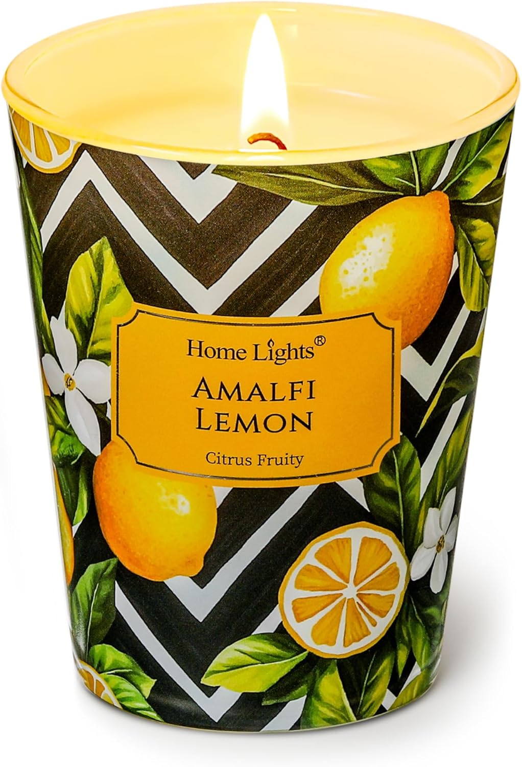 HomeLights Large jar Candle | 1-Wick Long-Lasting Scented Candles, 6.7oz Natural Soy Wax Candle for Home Scented, Eclectic Mixed Styles Gifts for Women & Men, Amalfi Lemon