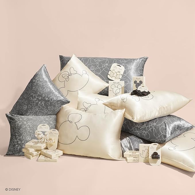 Kitsch Disney Minnie Mouse Satin Pillowcase with Zipper Softer Than Silk, Cooling Pillow Case for Hair & Skin, Wrinkle-Free, Machine Washable, King Size (19x36)