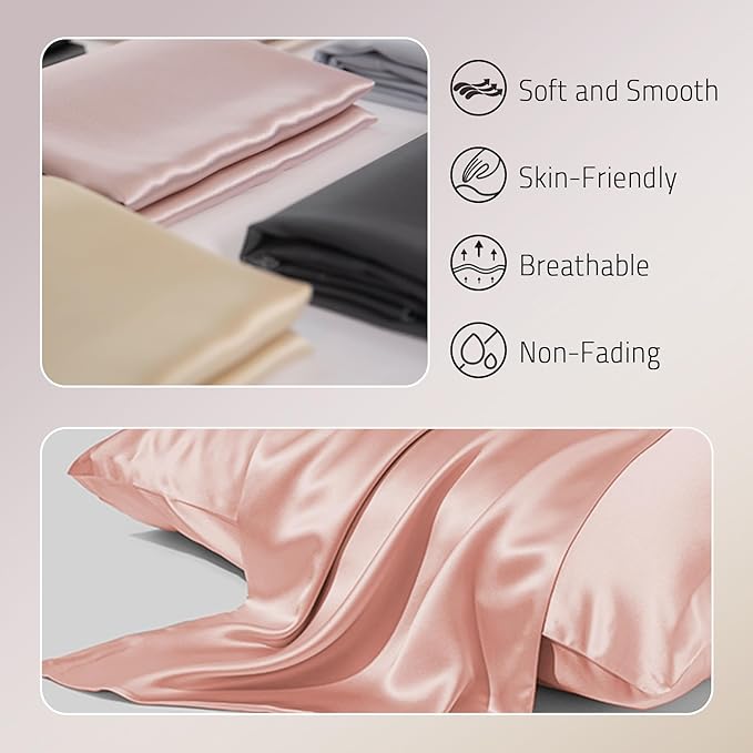 Mulberry Silk Pillow Case for Hair and Skin Prevent Acne Pillowcases Both Sides Real Silk Pillowcases Organic Silk Pillowcase with Hidden Zipper, Coral Pink, Queen (20"×30")